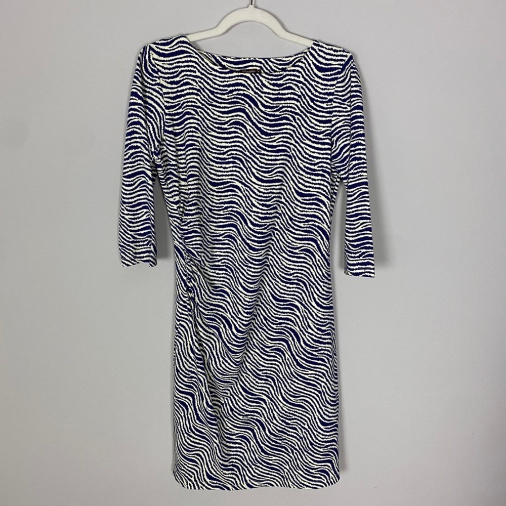J McLaughlin Nicola Dress Catalina Cloth Radio Waves Bodycon Ruched Side Medium